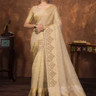 Sorrell Brown Woven Design Designer Saree