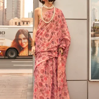Tonys Pink Printed Designer Saree