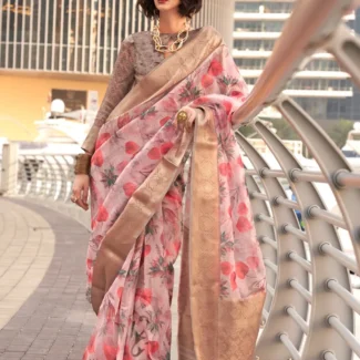 Oriental Pink Woven Design Designer Saree