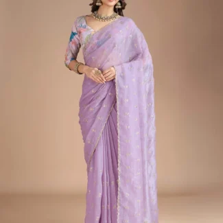 Lavendar Embellished Designer Saree