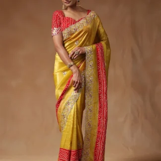 Yellow Embellished Designer Saree
