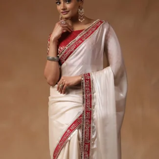 White Embroidered Designer Saree