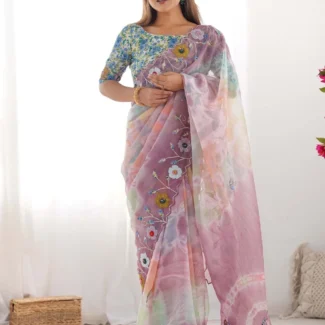 Mauve Embellished Designer Saree