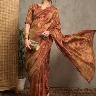 Sepia Embellished Designer Saree