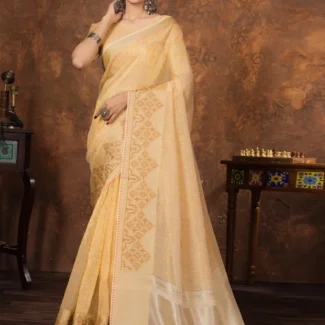 Yellow Woven Design Designer Saree