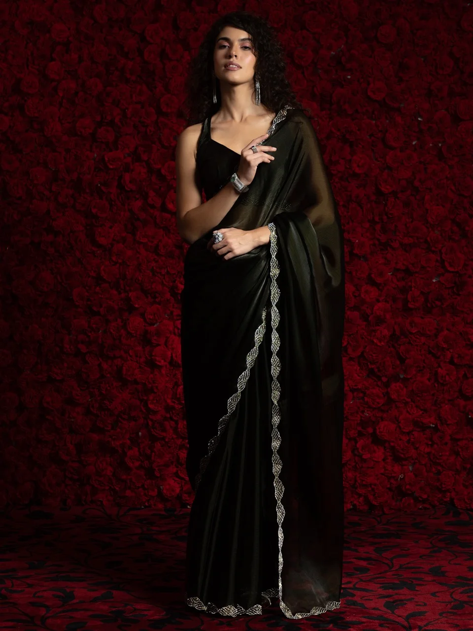Rich Black Embellished Designer Saree