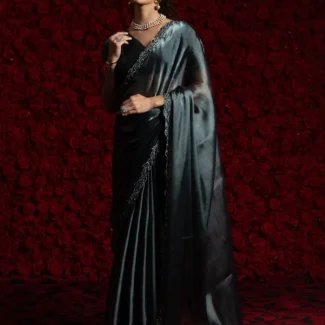 Grey Embellished Designer Saree