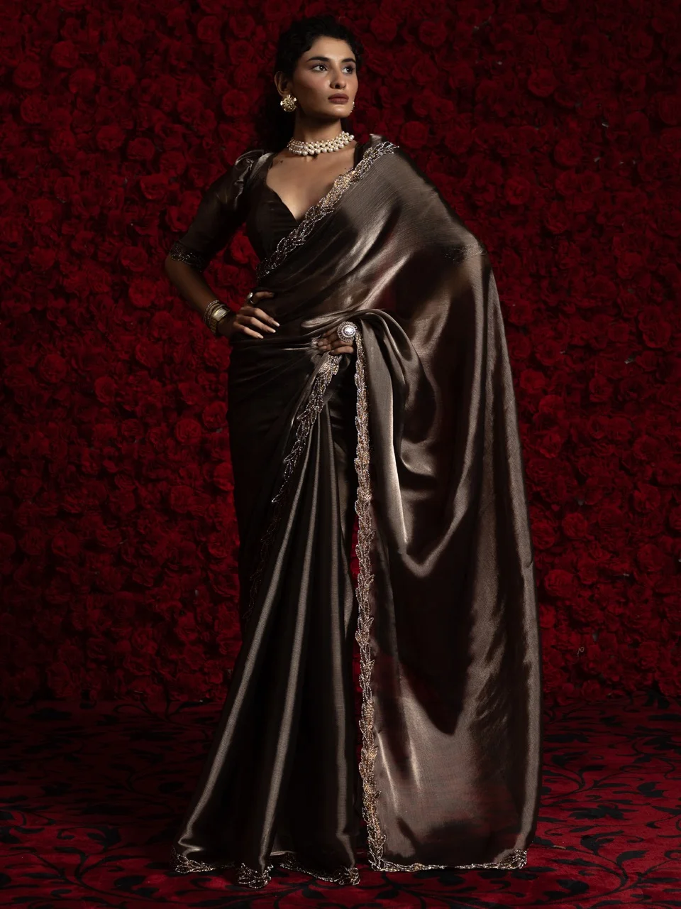 Metallic Embellished Designer Saree